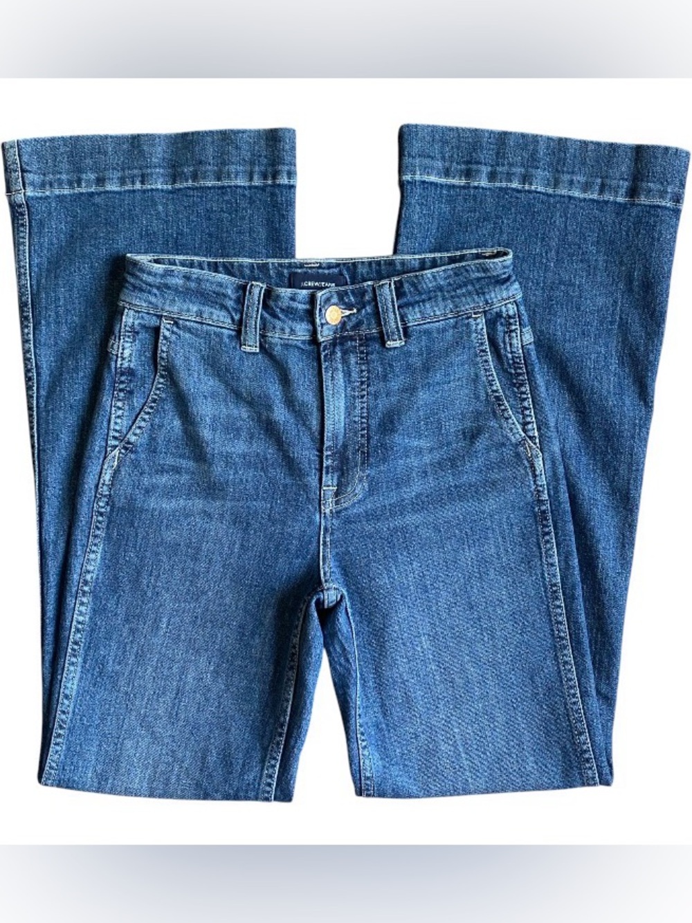 J. Crew High-Rise Trouser Flare Denim Jeans Size 25 Dark Wash - Picture 3 of 11